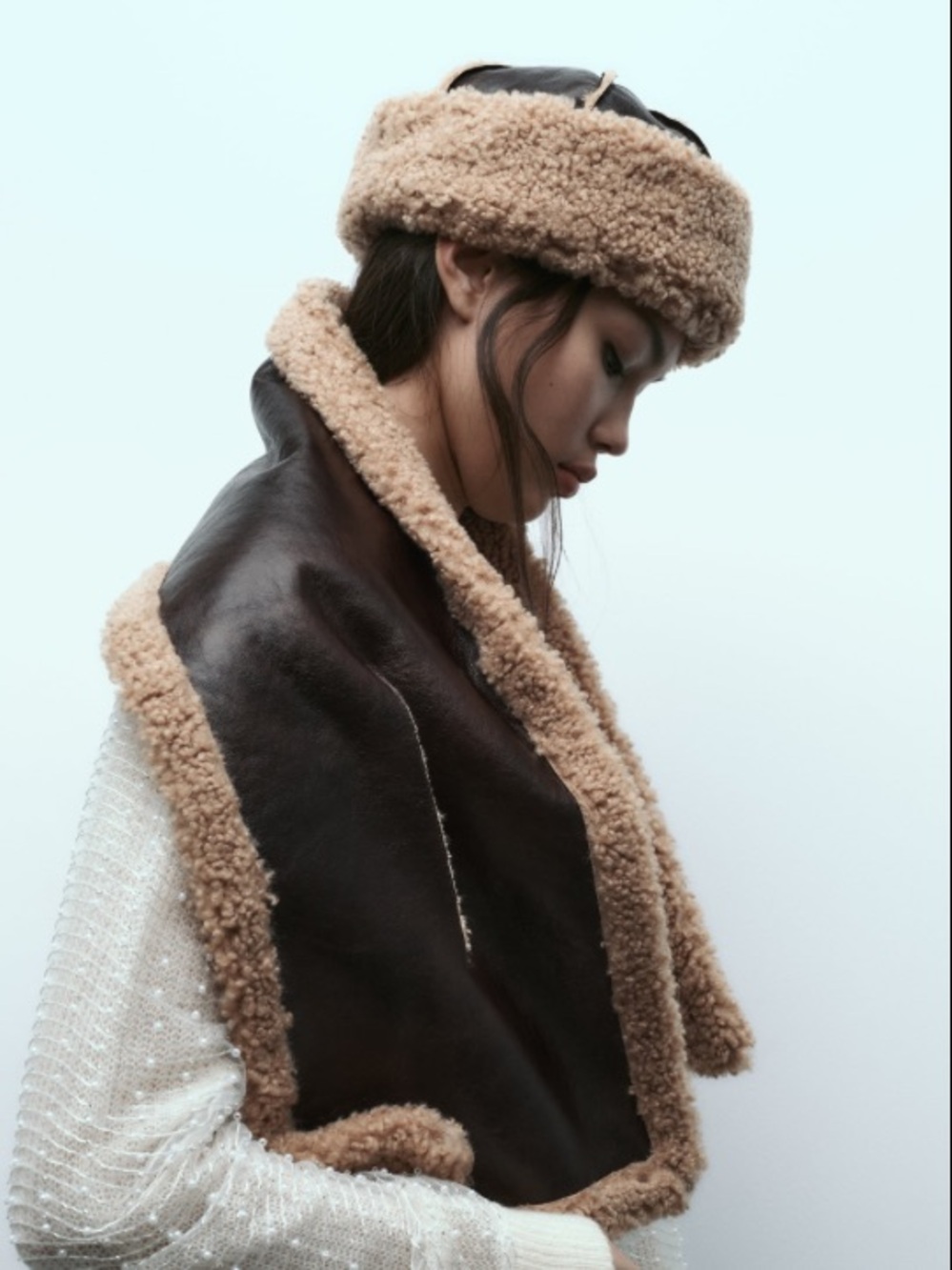 Cozy Faux Shearling Brown Hat